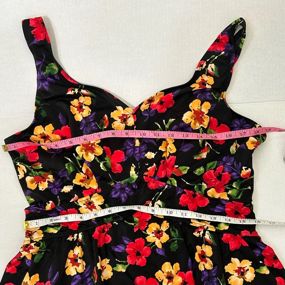Westbound Beach Summer Swimwear Floral One Piece Skirt Swimsuit Size 24. - Picture 12 of 14